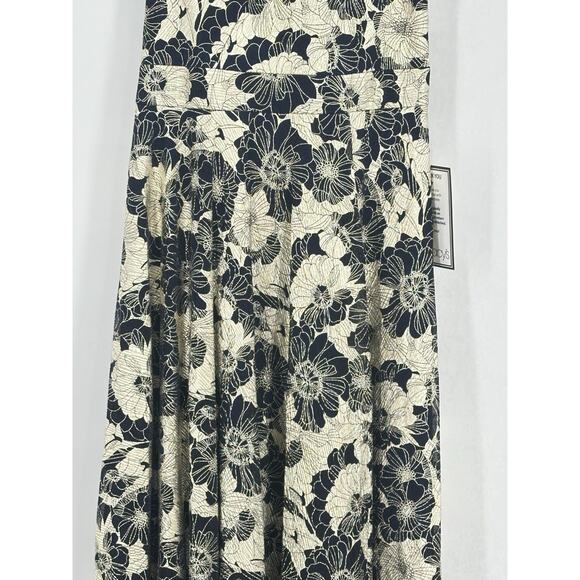 Betsy & Adam Metallic Floral One Shoulder Gown Size 14 Navy Gold A-Line Formal - Picture 9 of 16